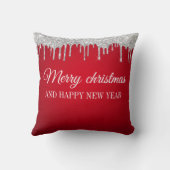 シルバーグリッターメリークリスマスとハッピーニューイヤー クッション (裏面)