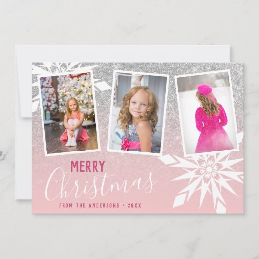 シルバーグリッターメリークリスマスカスタムの写真 シーズンカード (正面)