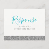 シルバーグリッターモダンおもしろいRSVP応答はがき エンクロージャーカード (正面)