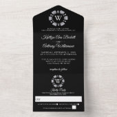 シルバーグリッターモノグラムトランプのポーカーチップカ結婚ジノ オールインワン招待状 (内側)