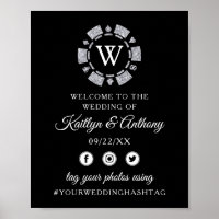 シルバーグリッターモノグラムトランプのポーカーチップカ結婚ジノ