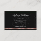 シルバーグリッターモノグラムブラックとバラ金ゴールド縁ど 名刺 (裏面)