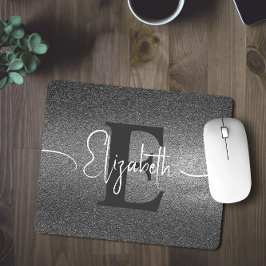 シルバーグリッターモノグラム名マウスパッド マウスパッド