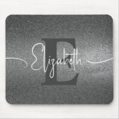 シルバーグリッターモノグラム名マウスパッド マウスパッド (正面)