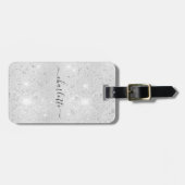 シルバーグリッターモノグラム名文字 ラゲッジタグ (正面横)