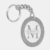 シルバーグリッターモノグラム名 キーホルダー (正面左)