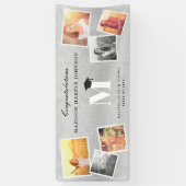 シルバーグリッターモノグラム6写真卒業パーティー 横断幕 (縦)