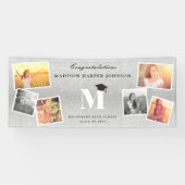 シルバーグリッターモノグラム6写真卒業パーティー 横断幕 (横)