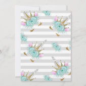 シルバーグリッターユニコーンプリンセスベビーシャワー 招待状 (裏面)