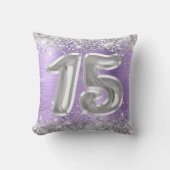シルバーグリッターライトパープルフォイルキンセアニラ クッション (正面)