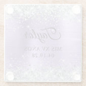 シルバーグリッターライトパープルフォイルMis XV Anos ガラスコースター (裏面)