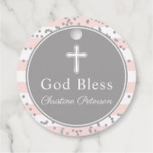 シルバーグリッターライトピンクストライプ色の最初の聖餐式 フェイバータグ (裏面)