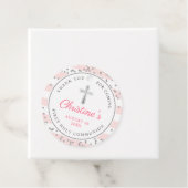 シルバーグリッターライトピンクストライプ色の最初の聖餐式 フェイバータグ (インサイチュ)