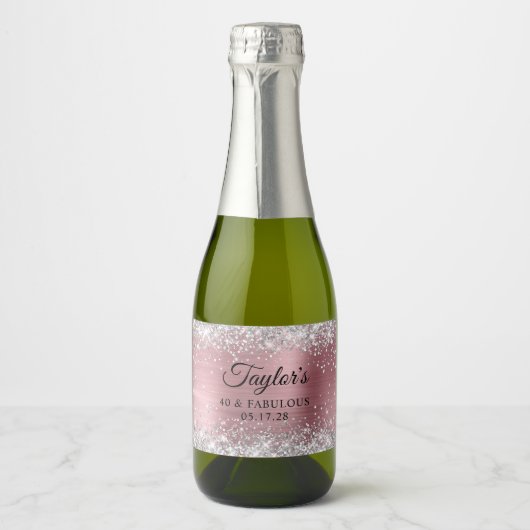 シルバーグリッターライトピンクフォイル40と素晴らしい スパークリングワインラベル (正面)