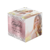 シルバーグリッターライトピンクフォイルMis XVアニョス写真 フォトキューブ (正面アングル)