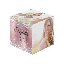 シルバーグリッターライトピンクフォイルMis XVアニョス写真 フォトキューブ