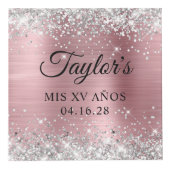 シルバーグリッターライトピンクフォイルMis XVアニョス写真 フォトキューブ (正面)