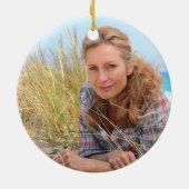 シルバーグリッターライトピンク50誕生日写真 セラミックオーナメント (裏面)