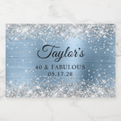 シルバーグリッターライトブルーフォイル40と素晴らしい スパークリングワインラベル (シングルラベル)