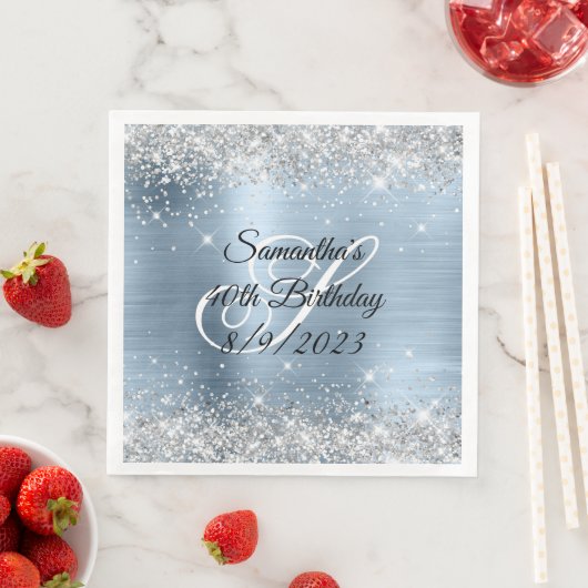 シルバーグリッターライトブルーフォイル40歳の誕生日 (インサイチュ)
