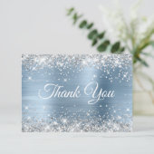 シルバーグリッターライトブルーフォイル40歳の誕生日 サンキューカード (スタンド正面)