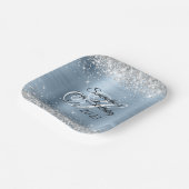 シルバーグリッターライトブルーフォイル40歳の誕生日 ペーパープレート (傾斜あり)