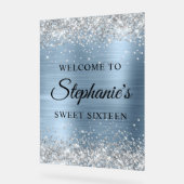 シルバーグリッターライトブルーフォイルSweet sixteen アクリルサイン (傾斜)