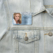 シルバーグリッターライトブルー箔のロゴと写真 名札 (インサイチュ)