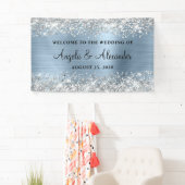 シルバーグリッターライトブルー結婚フォイルの歓迎 横断幕 (インサイチュ)