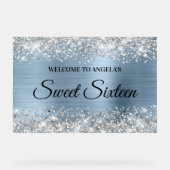 シルバーグリッターライトブルーSweet sixteenへようこそ アクリルサイン (正面)