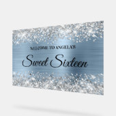 シルバーグリッターライトブルーSweet sixteenへようこそ アクリルサイン (傾斜)