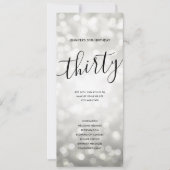 シルバーグリッターライト30歳の誕生日プログラム 招待状 (正面)