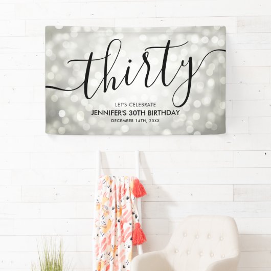 シルバーグリッターライト30歳の誕生日 横断幕 (インサイチュ)