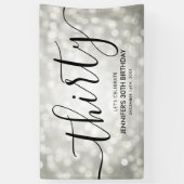 シルバーグリッターライト30歳の誕生日 横断幕 (縦)