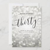 シルバーグリッターライト30誕生日メニュープログラム 招待状 (正面)