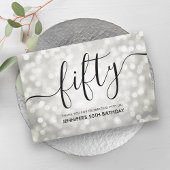 シルバーグリッターライト50th誕生日ありがとう サンキューカード