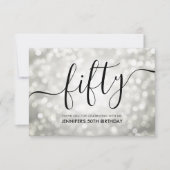 シルバーグリッターライト50th誕生日ありがとう サンキューカード (正面)