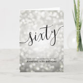 シルバーグリッターライト60th誕生日ありがとう サンキューカード (正面)