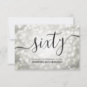 シルバーグリッターライト60th誕生日ありがとう サンキューカード (正面)