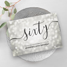シルバーグリッターライト60th誕生日ありがとう サンキューカード