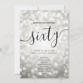 シルバーグリッターライト60th誕生日メニュープログラム 招待状 (正面)