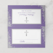 シルバーグリッターラベンダーパープルファースト聖餐式 プレイスカード (外部開封)