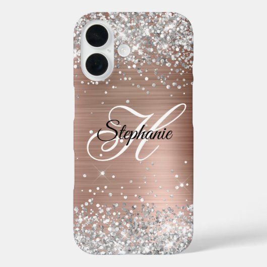 シルバーグリッターラメゴールド箔モノグラム Case-Mate iPhoneケース (裏面)
