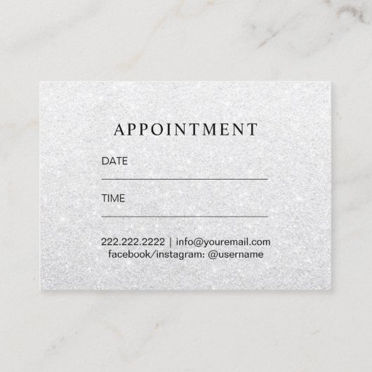 シルバーグリッターリップス化粧アーティストアポイントメント 予約カード (裏面)