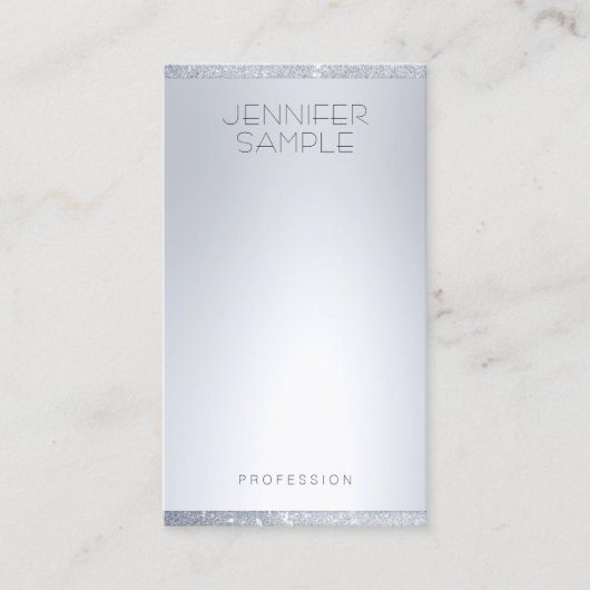 シルバーグリッタールックモダンミニマリストテンプレート 名刺 (正面)