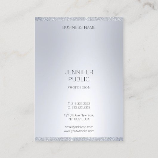 シルバーグリッタールックモダンミニマルプロフェッショナル 名刺 (裏面)