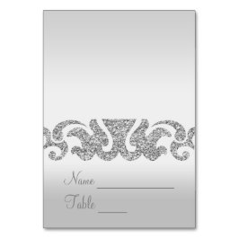 シルバーグリッタールック結婚スのエスコートカード テーブルナンバー