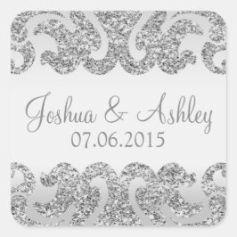 シルバーグリッタールック結婚ス スクエアシール
