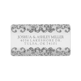 シルバーグリッタールック結婚ス ラベル