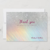 シルバーグリッターレインボーホログラフィックサンキュー 招待状 (正面)